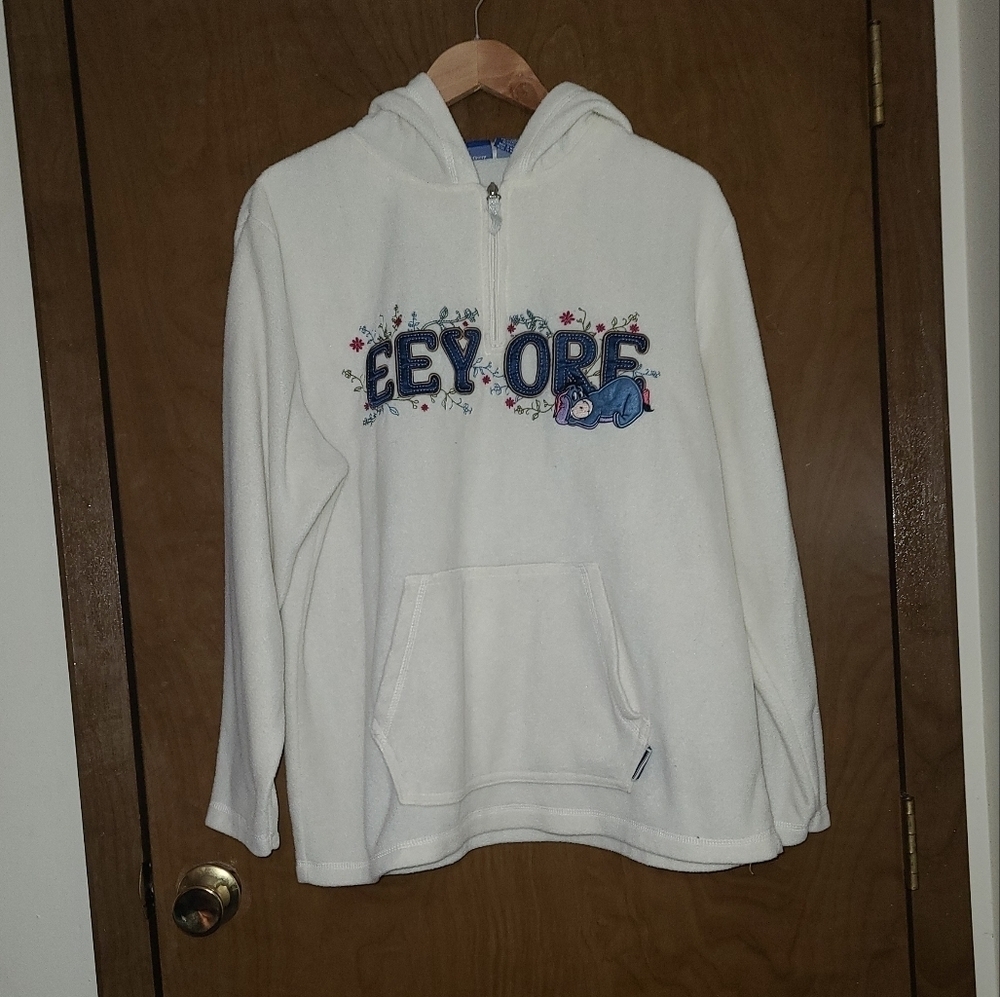 Disney Women's size XL White Eeyore Long Sleeve Full Zip Hoodie